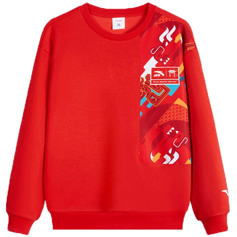 安踏男童加绒套头卫衣