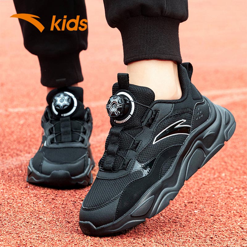 安踏童鞋男童复古休闲鞋2025新款秋冬儿童旋转按钮运动鞋大童鞋子