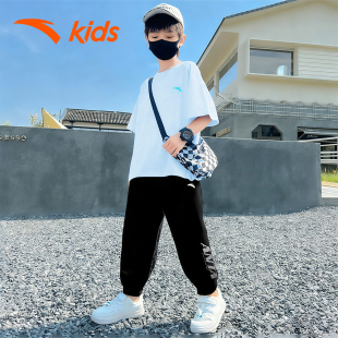 安踏童装儿童运动套装官方旗舰新款夏季t袖短裤两件套透气童装男