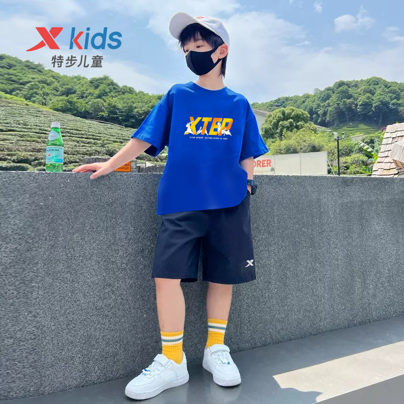 特步童装男童休闲套装2025夏季新款儿童运动服大童短袖短裤夏装男