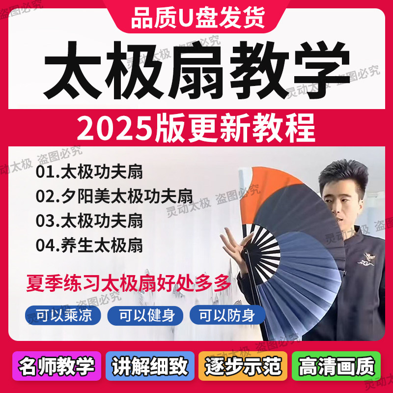 太极剑刀扇拳视频MP4教程教学高清零基础招式分解课程U盘