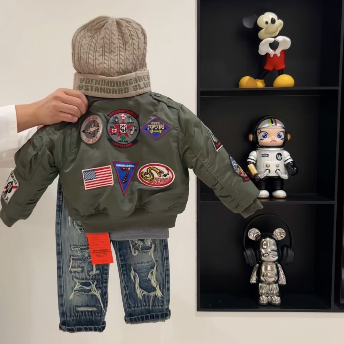 24588.日系中古小众童装机车风徽章棉服儿童外套空