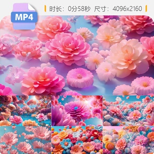 高清可爱糖果花卡通粉色甜美欢快活力舞蹈背景六一61晚会视频素材