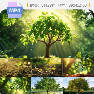 高清精品破土而出苗成长为大树植物生长延时种子发芽自然视频素材