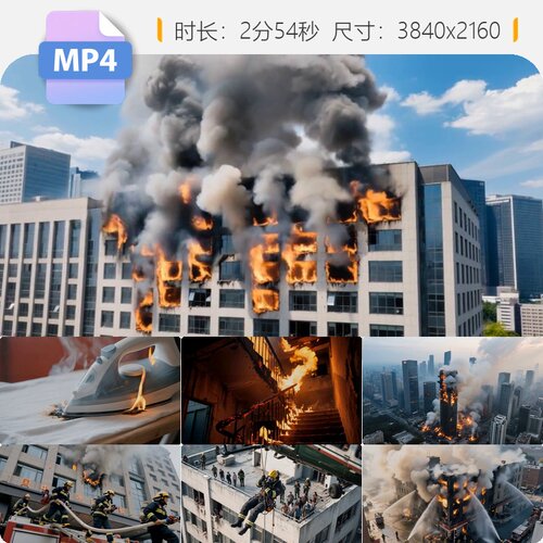 高清城市居民楼火灾消防员救原创火救援难英雄全国日视频素材