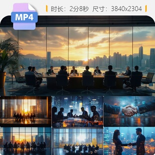 高清高端商务精英人士国际合作交流剪影办公室开会工作视频素材
