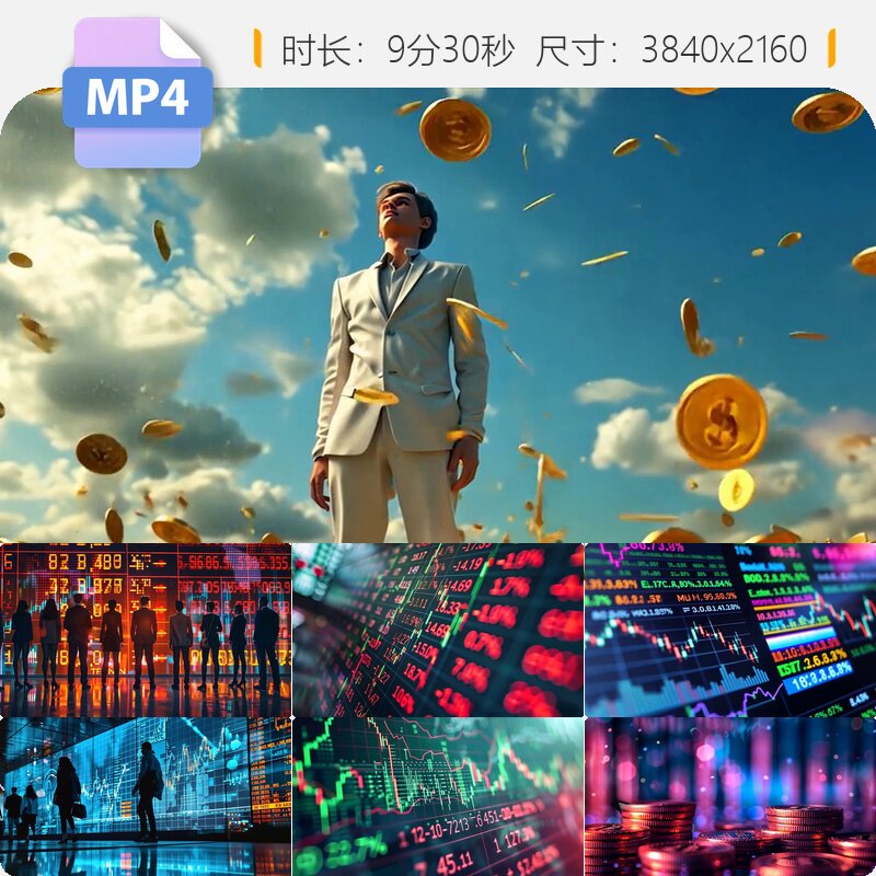 高清金融股票股市投资证券K线比特币走势图期货行情ai视频素材