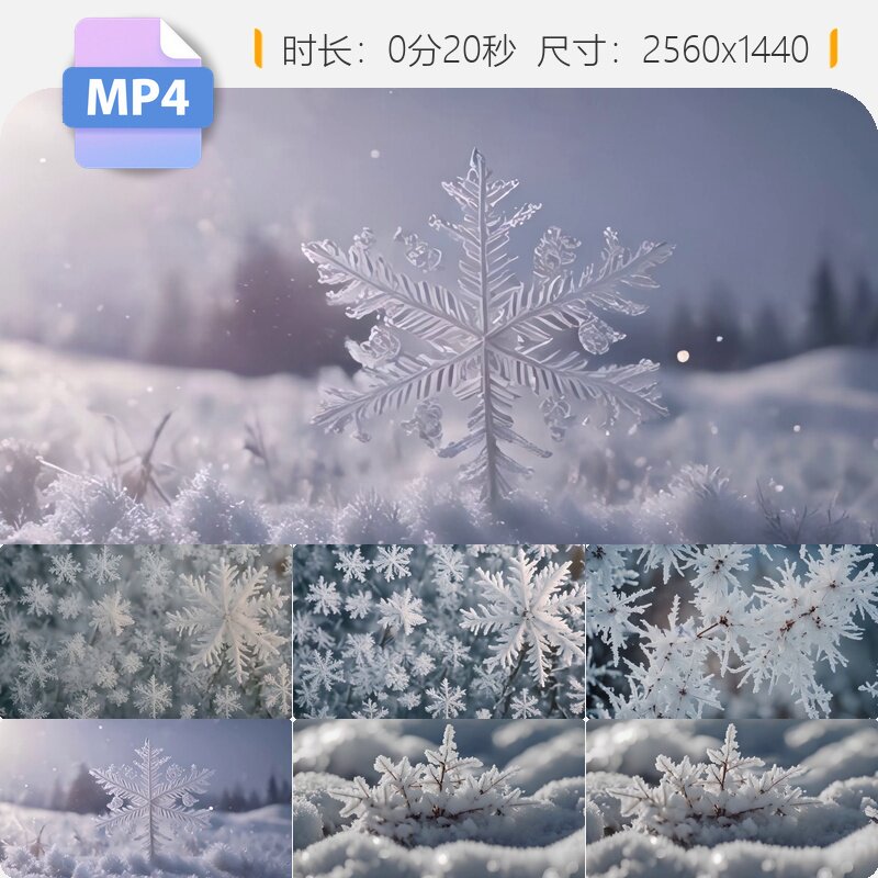 高清唯美雪花雪景特写一片下冰景冬季雾凇意境大寒飘视频素材