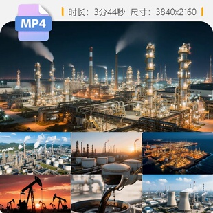 高清石油化工厂磕头机海上石油平台能源开采工业现场视频素材