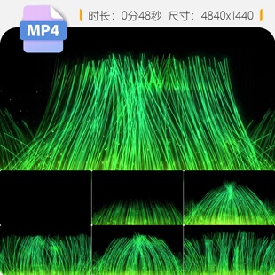 高清冬奥会冰雪绿色枝条摇曳摆动梦幻粒子上升舞台背景视频素材