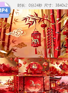 高清马年春晚2026春节片头新年贺岁高质量特效专业制作视频素材