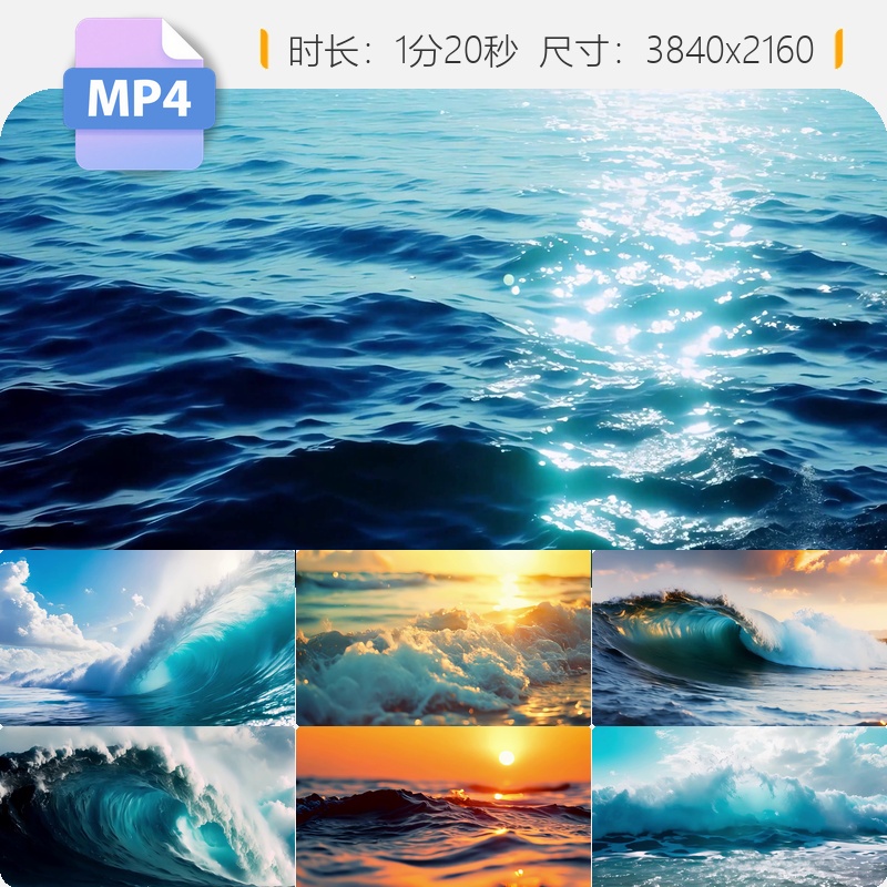 高清巨浪滔天排山倒海日出波光粼粼海底世界丁达尔光线视频素材