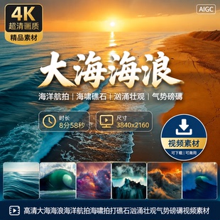 高清大海海浪海洋航拍海啸拍打礁石汹涌壮观气势磅礴视频素材