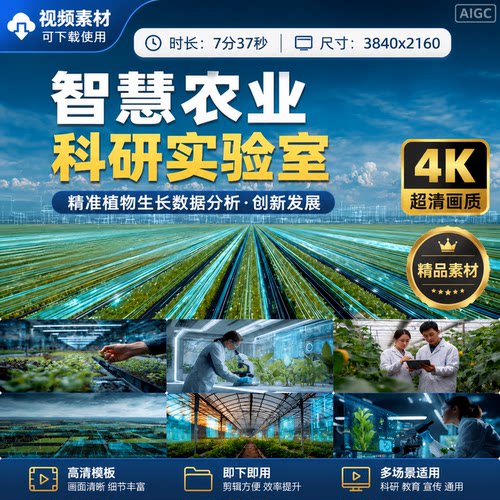 高清AI智慧农业科研实验室精准植物生长数据分析创新发展视频素材