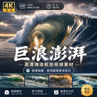 高清海浪巨浪航拍壮阔波澜惊涛汹涌澎湃史诗级视觉冲击力视频素材