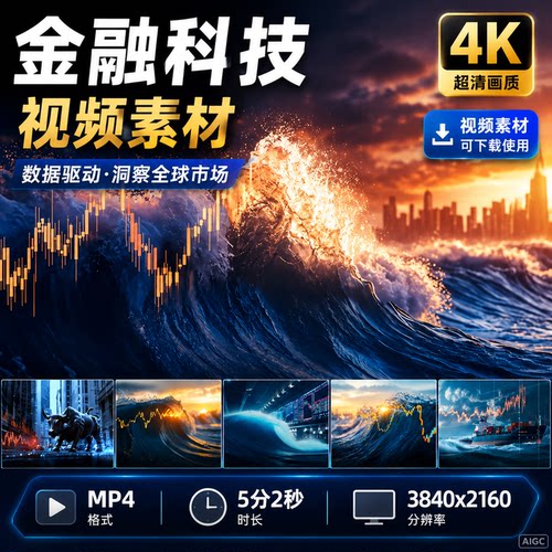 高清金融科技数据全球股市证券投资经济指标分析K线行情视频素材