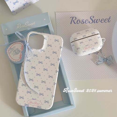 RoseSweet｜蝴蝶结的心事 设计韩国菲林苹果手机壳蓝色波点16