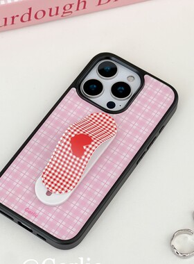 创可贴苹果16promax防摔手机壳粉格纹适用于16pro/iPho