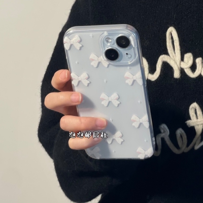 泡泡邮局社ins风甜美蝴蝶结16promax手机壳适用苹果15软壳iphone1
