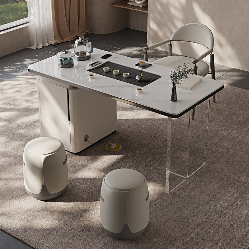 现代简约白色高端岩板茶桌带储物功能轻奢客厅茶台亚克力悬浮茶桌,商业/办公家具,茶台/茶桌,淘宝优惠券,粉丝福利购,淘宝优惠卷