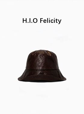 【宫小妍专属】HIO Felicity复古褶皱渔夫帽羊皮遮阳帽BM62121