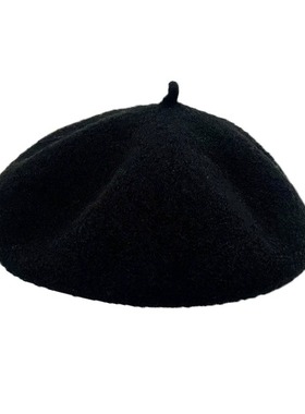 「艾薇严选」椒盐菠萝素色画家帽贝雷帽秋冬时尚百搭绵羊毛帽子