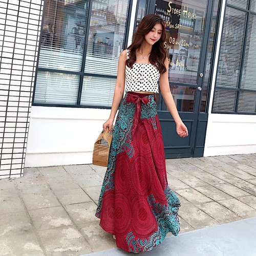 素可泰长裙沙滩民族风两穿裙