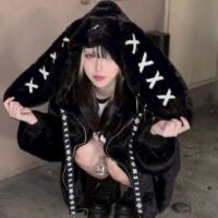 Nameless Daily RF cute Harajuku Subculture Dark Punk Mass Production 25 rabbit-ear plush Coat y2k thumbnail 7