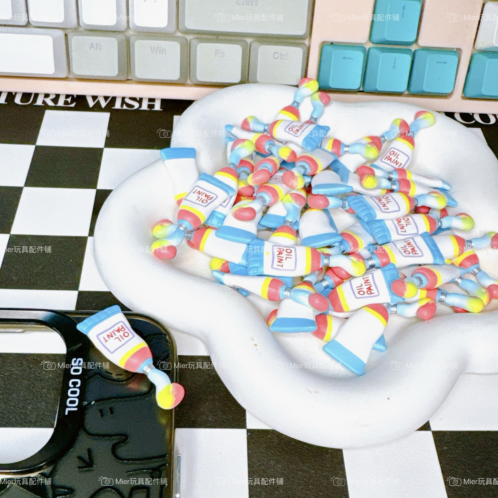 设计款画画颜料配件食玩DIY奶油胶手机壳挂件摆件笔刀