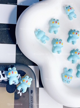 盲盒配件绿色青蛙可爱迷你公仔DIY滴胶奶油胶手机壳配件公仔