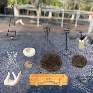 空气凤梨无土植物弹簧佛手底座小精灵花架支架小型细雾喷壶座配饰