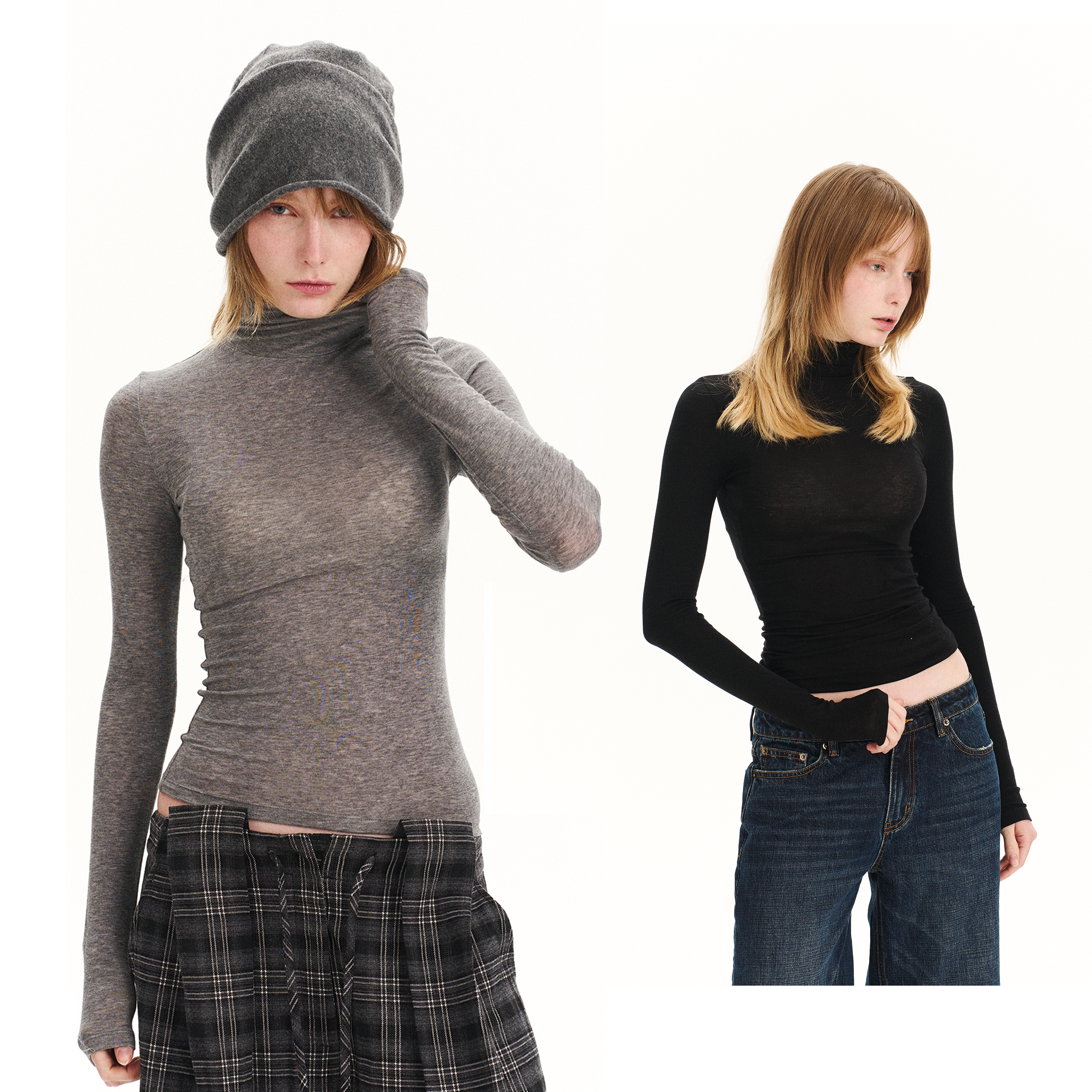 休闲高领长袖打底衫内搭上衣