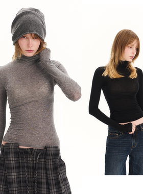 GROWN NOTOLD 软糯修身正肩内搭高领堆堆领打底衫针织长袖上衣