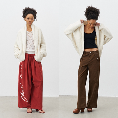 无扣白色针织开衫外套