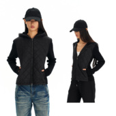 针织拼接绗缝修身 Grown Notold 收腰连帽棉服外套