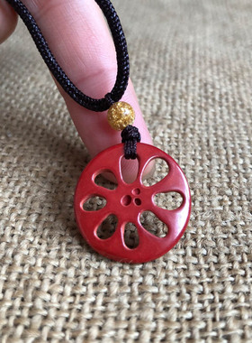 豁达客男女朱砂莲藕项链吊坠