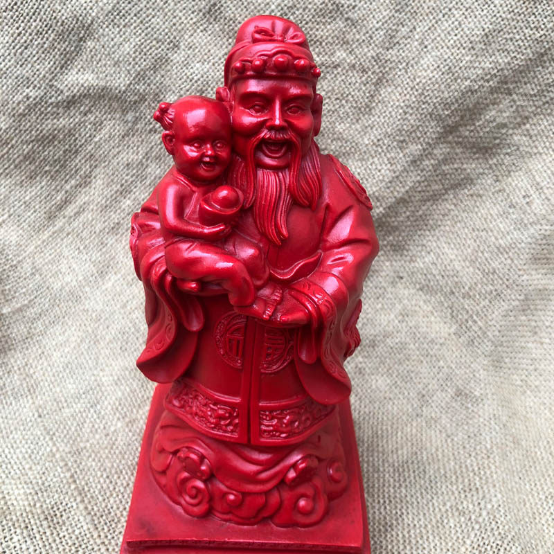 福神摆件台湾原色朱砂送子财神供奉神像摆件证书