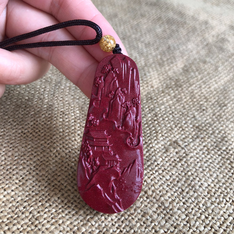 紫金砂玉佩挂件天然项链吊坠