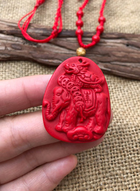 朱砂帝王红本命年金蟾挂件玉佩