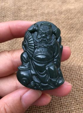 钟馗挂件天然和田玉天师钟馗吊坠男女项链送证书