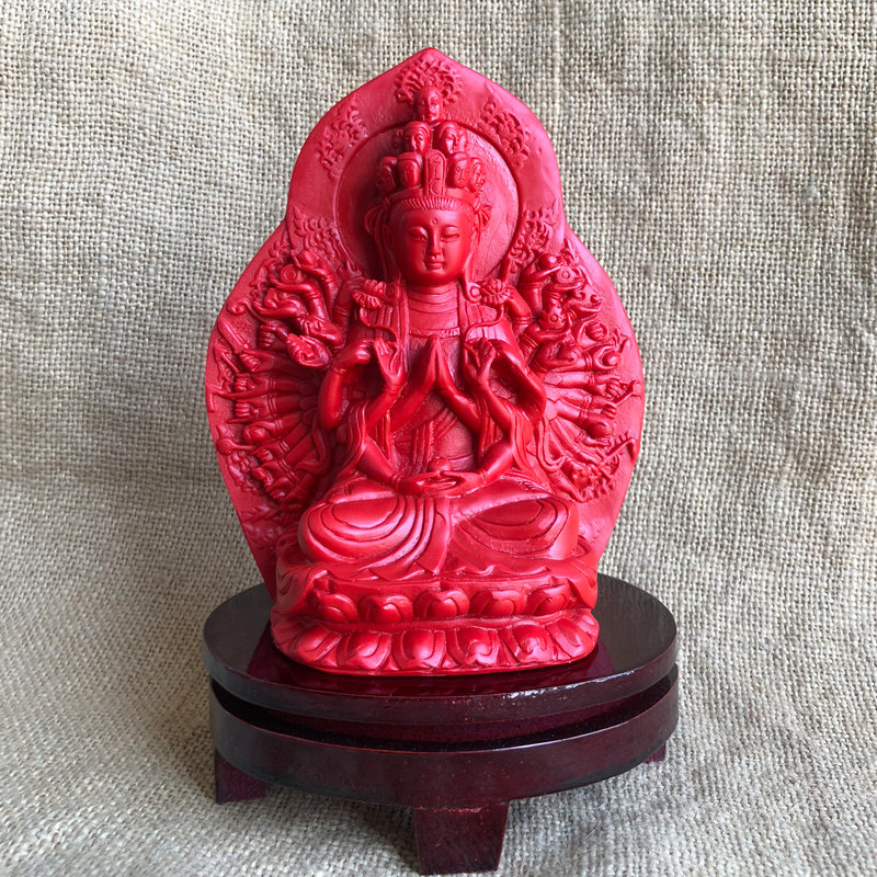 原色千手观音有求必应摆件送证书