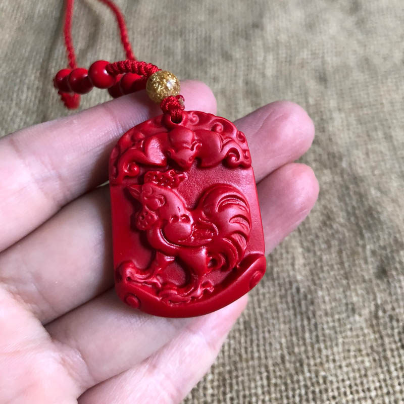 帝王红项链台湾朱砂挂件证书玉佩