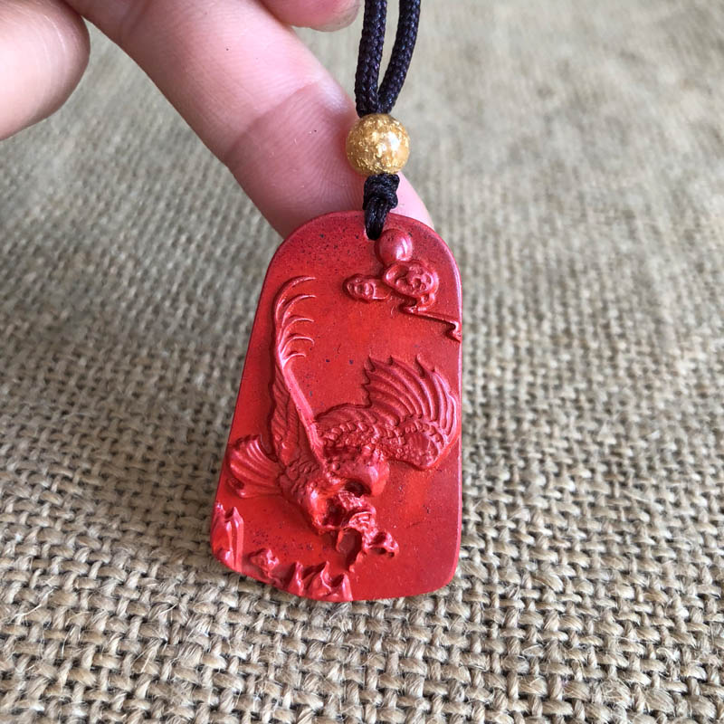 台湾原色招财老鹰玉佩吊坠送证书