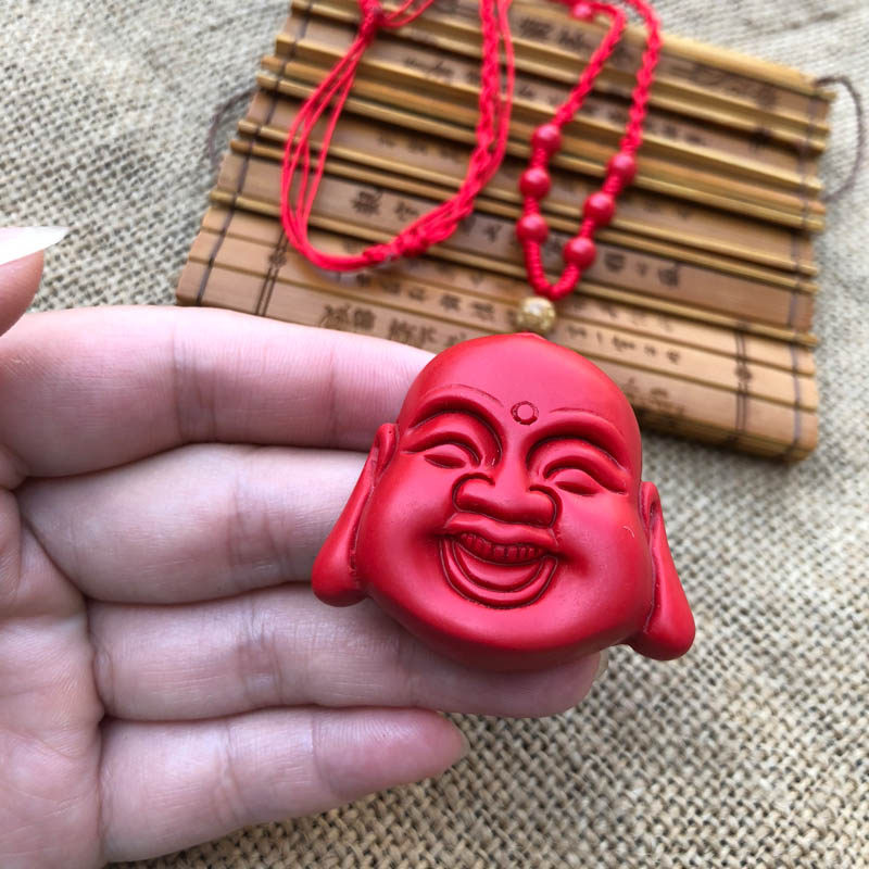 朱砂帝王红玉佛项链吊坠送证书