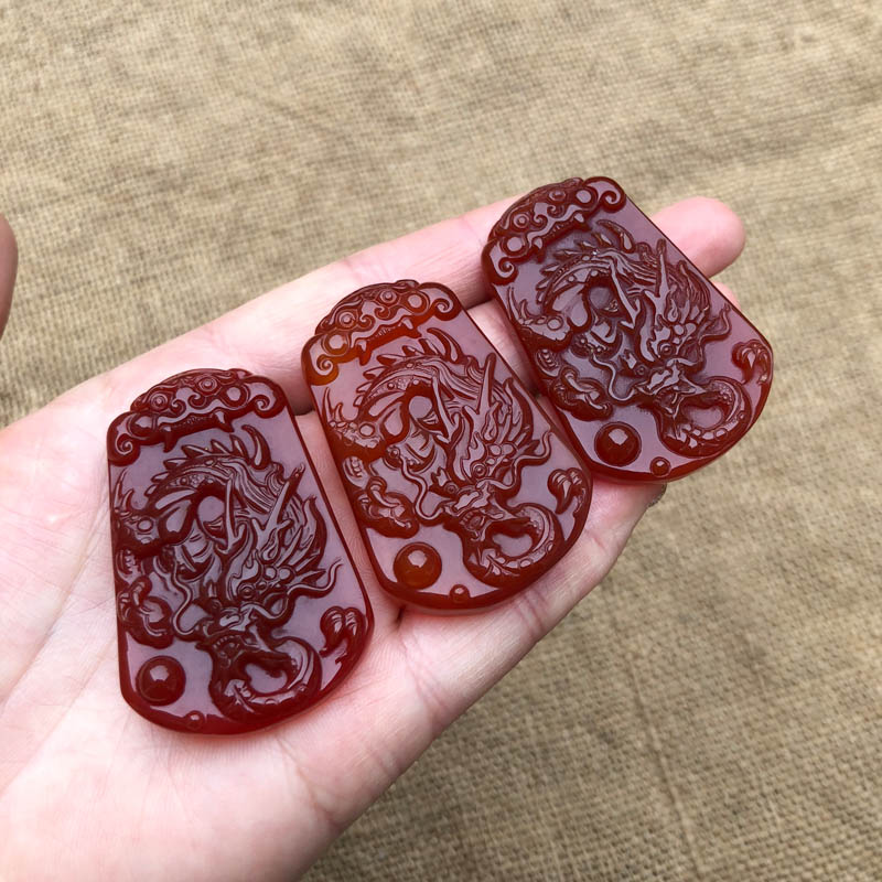 天然红玛瑙玉佩本命年吊坠送证书