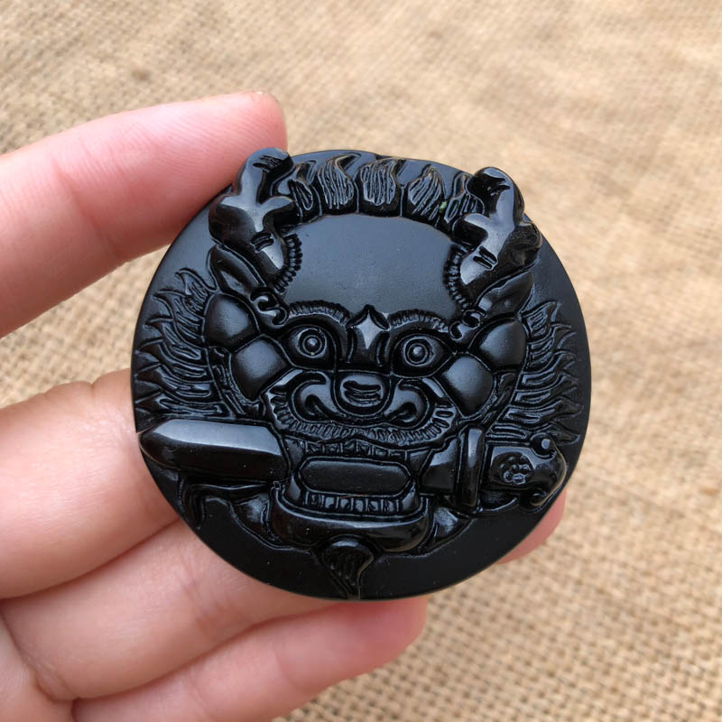 招财玉佩项链天然黑曜石证书吊坠