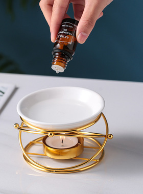 金色环球铁艺香薰炉灯蜡烛台精油灯熏香炉家居浪漫助眠酒店卧室