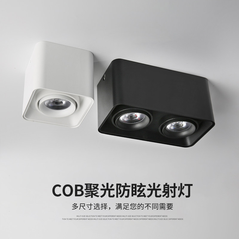 帆朗科锐LED明装筒灯COB射灯双头斗胆灯走廊过道玄关无主灯照明