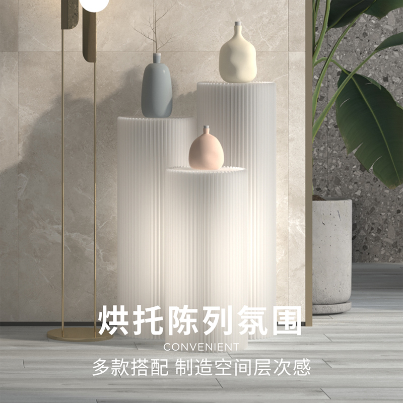 十八纸圆柱展示柜架子手办灯光展示货架柜置物摆件U商用陈列展示