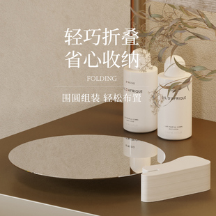 十八纸化妆镜免打孔挂墙装饰镜子洗手间卫生间梳妆台壁挂大圆镜